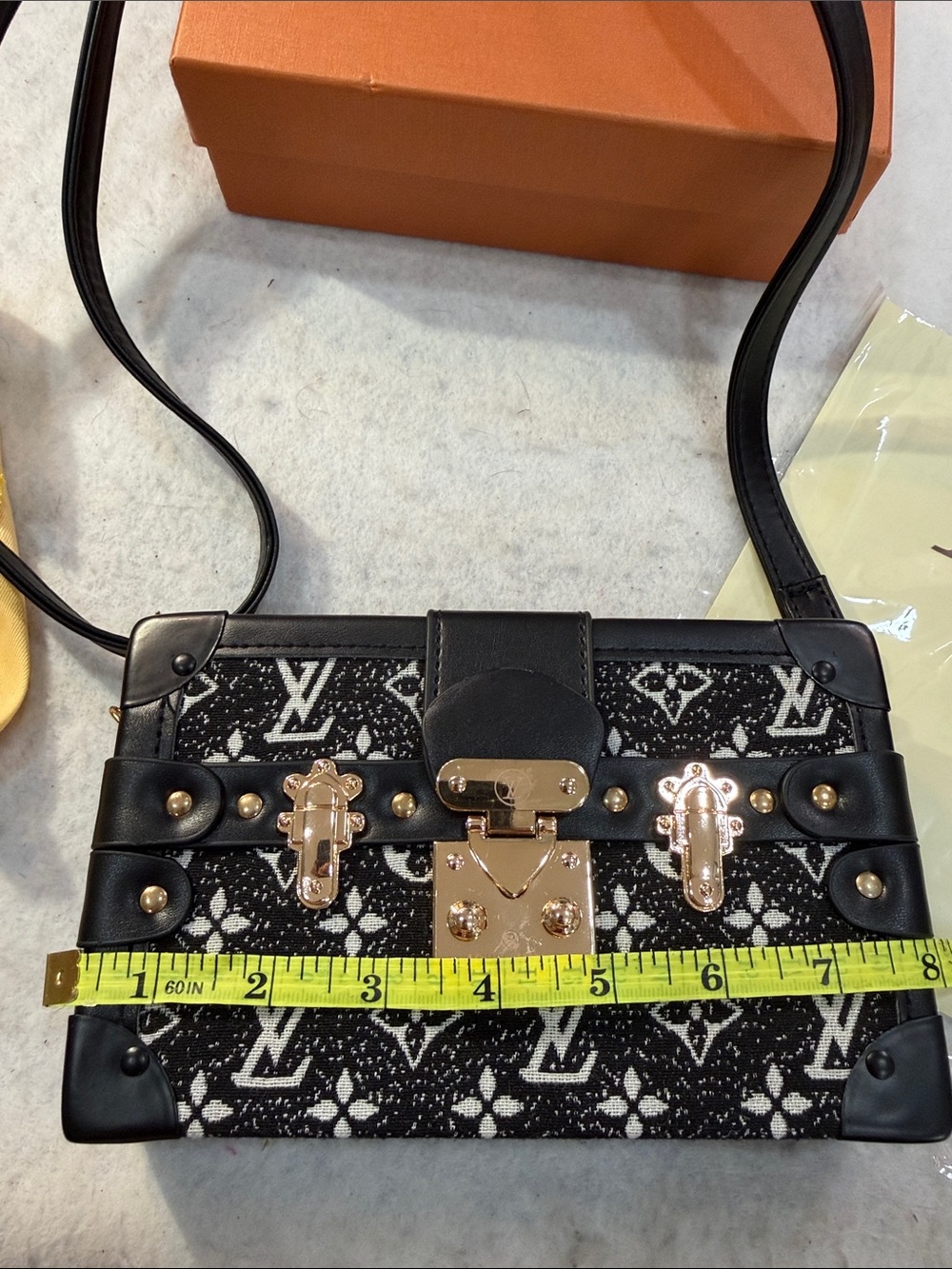 Black Mini Trunk Crossbody with Gold Hardware - Picture 10 of 12